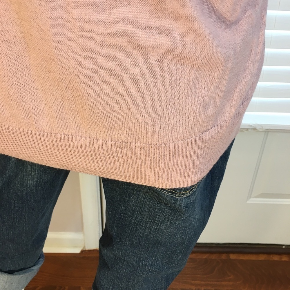 Pink Rose Long Sleeves Strip Knit Pink Cream Longline Pullover Sweater Size L - Picture 7 of 13